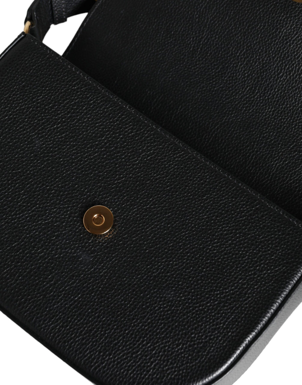 Versace Virtus Leather Shoulder Bag Black