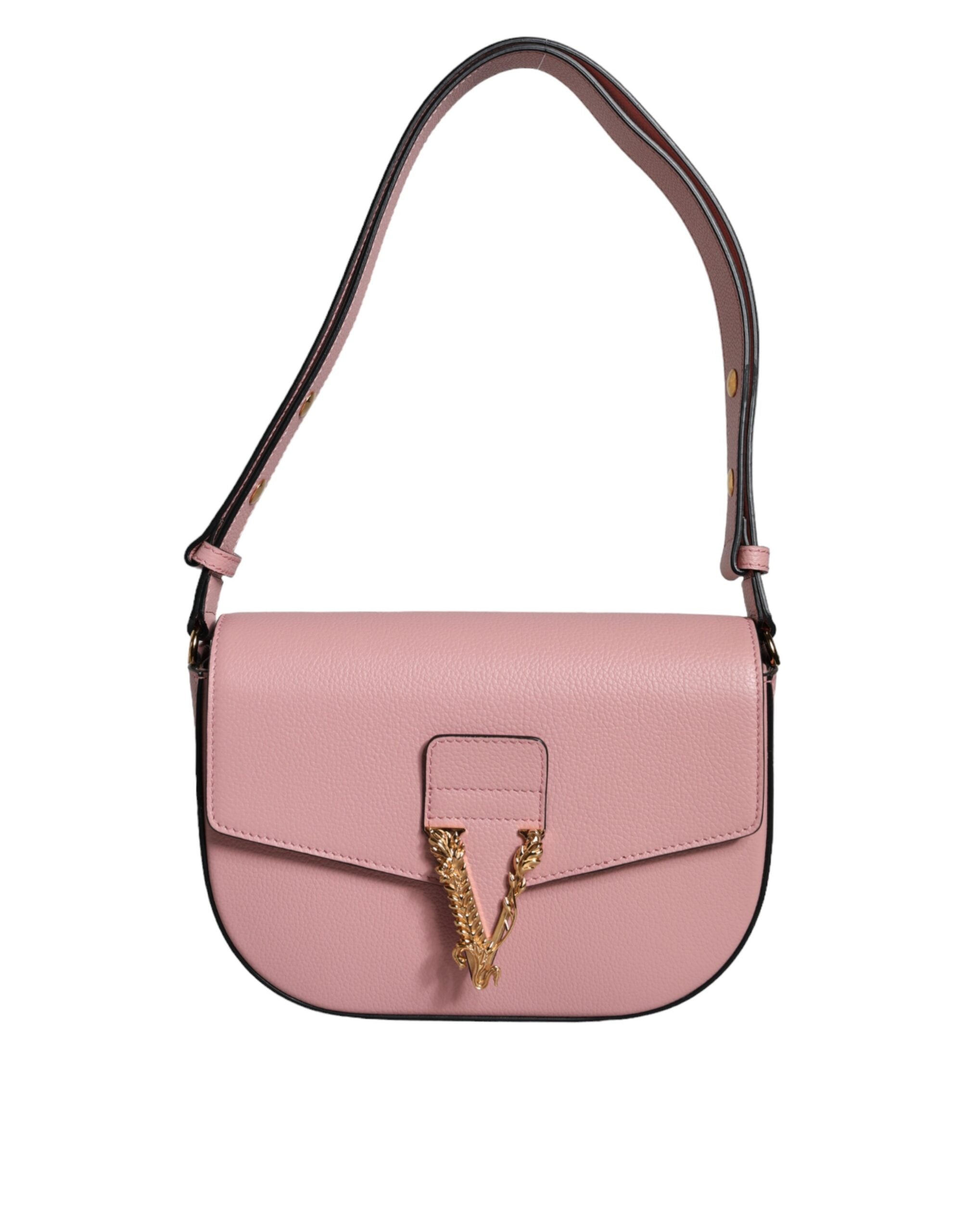Versace Virtus Leather Shoulder Bag Pink