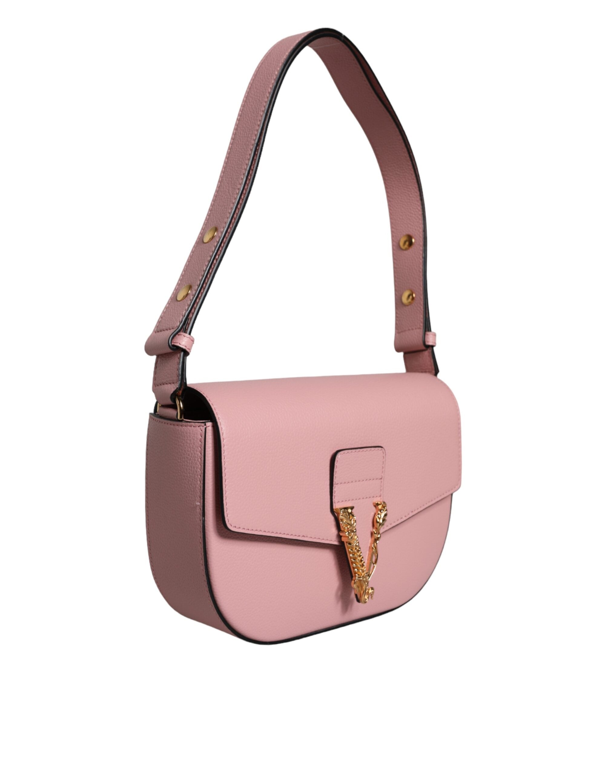 Versace Virtus Leather Shoulder Bag Pink