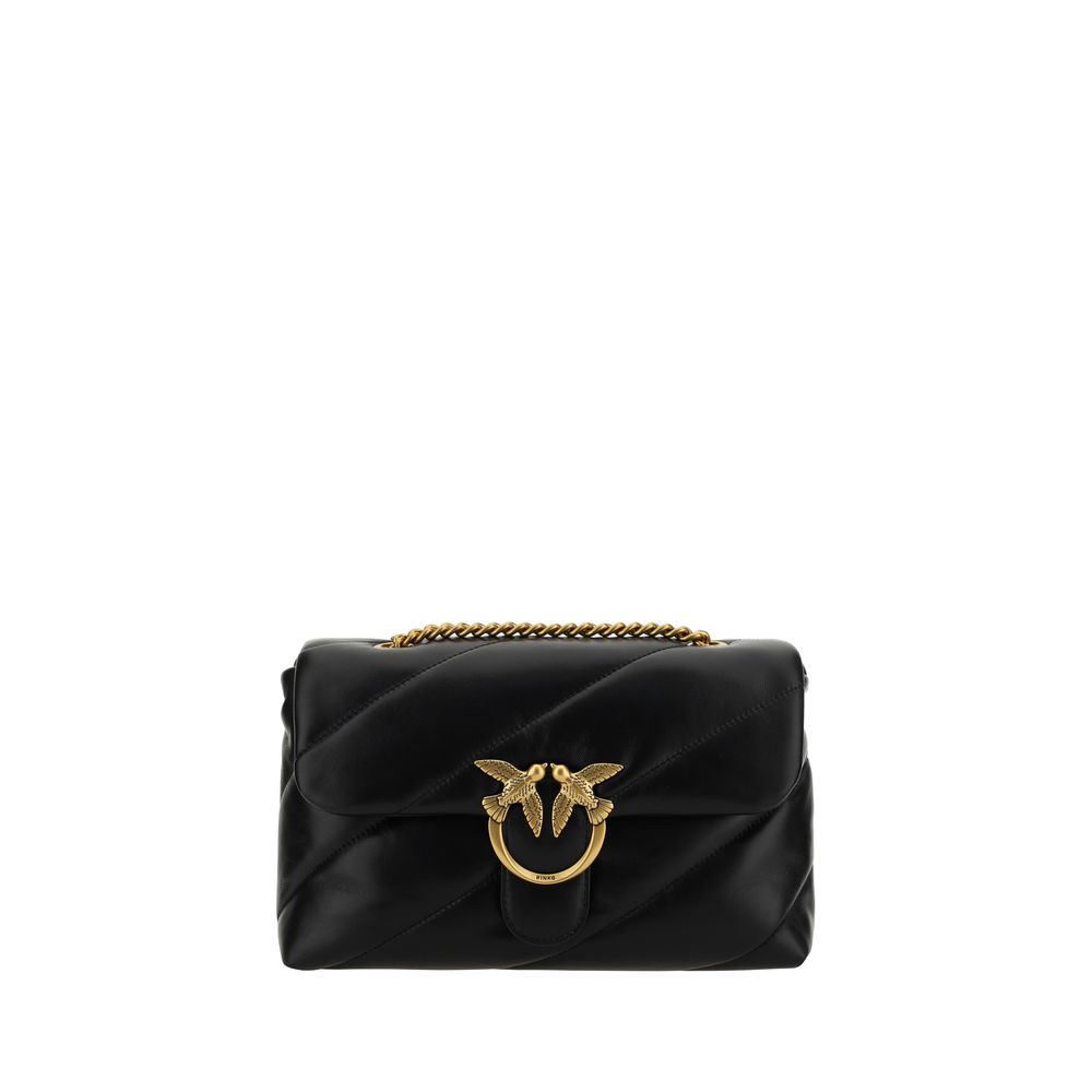 Pinko Love Classic Shoulder Bag Medium Black Quilted Calf Leather