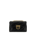 Pinko Love Classic Shoulder Bag Medium Black Quilted Calf Leather