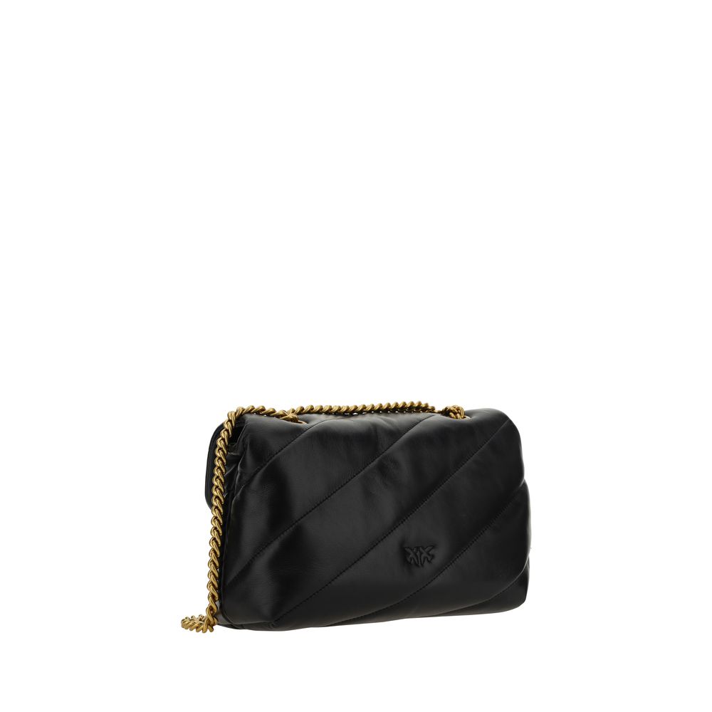 Pinko Love Classic Shoulder Bag Medium Black Quilted Calf Leather