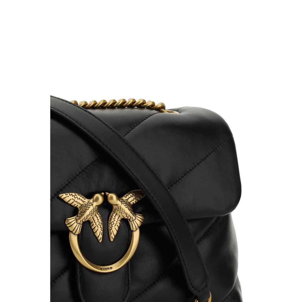 Pinko Love Classic Shoulder Bag Medium Black Quilted Calf Leather