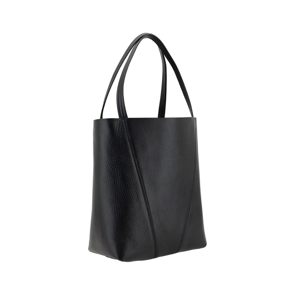 Chloé Spin Tote Bag Black Shiny Grained Cowhide