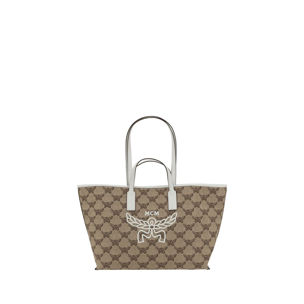 MCM Medium Himmel Visetos Tote Bag in Cognac