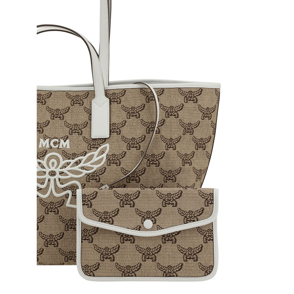 MCM Medium Himmel Visetos Tote Bag in Cognac