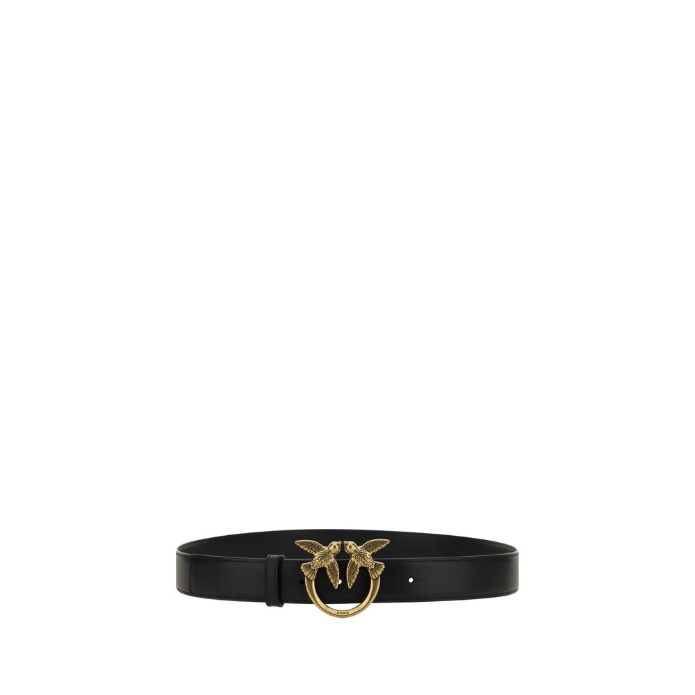 Pinko Love Berry Belt Black 3cm Leather Love Birds Buckle