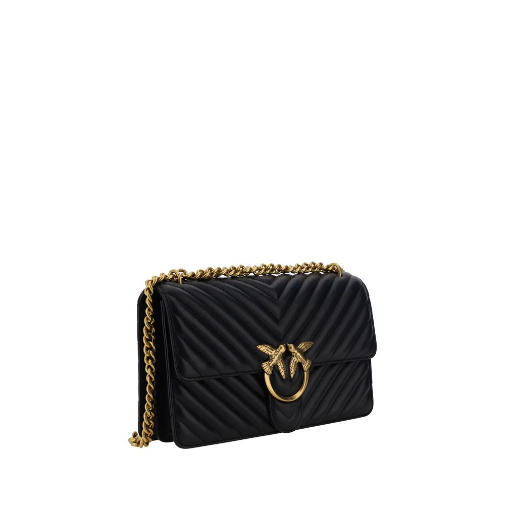 Pinko Love One Classic Medium Shoulder Bag Black Quilted Leather