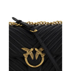Pinko Love One Classic Medium Shoulder Bag Black Quilted Leather