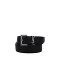 Saint Laurent Cassandre Loop Belt Black Calf Leather YSL Logo Buckle