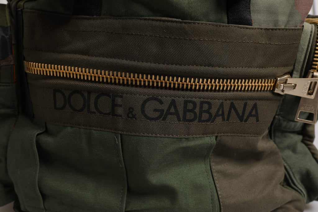 Dolce & Gabbana Camouflage Patchwork Backpack in Military Green