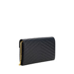 Saint Laurent Monogram Chain Wallet Black Matelassé Leather YSL Logo