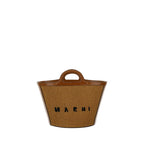 Marni Tropicalia Raffia Bucket Bag in Tobacco