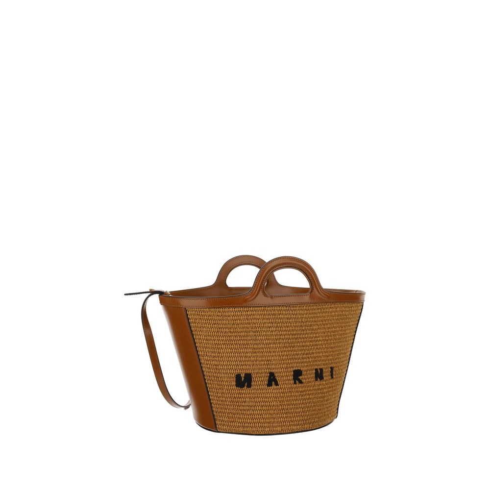 Marni Tropicalia Raffia Bucket Bag in Tobacco