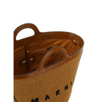 Marni Tropicalia Raffia Bucket Bag in Tobacco