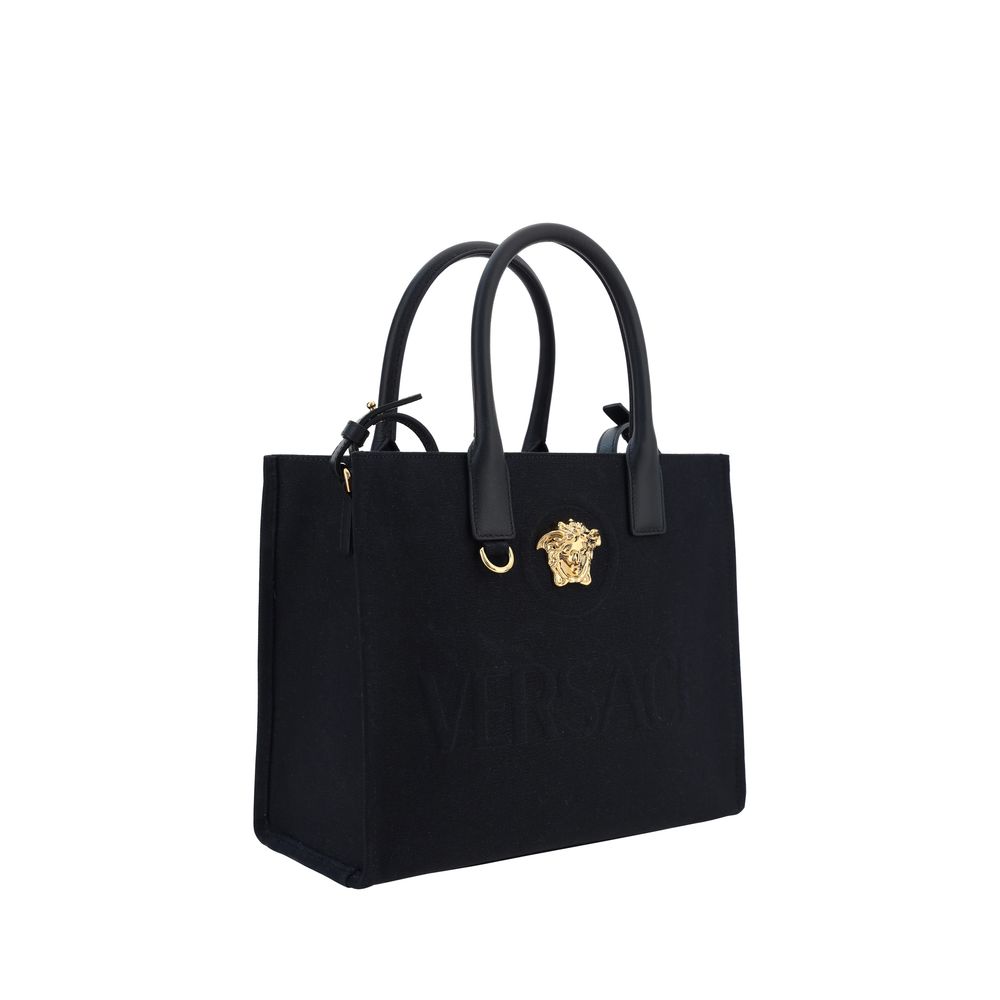 Versace Canvas Tote Shoulder Bag Black