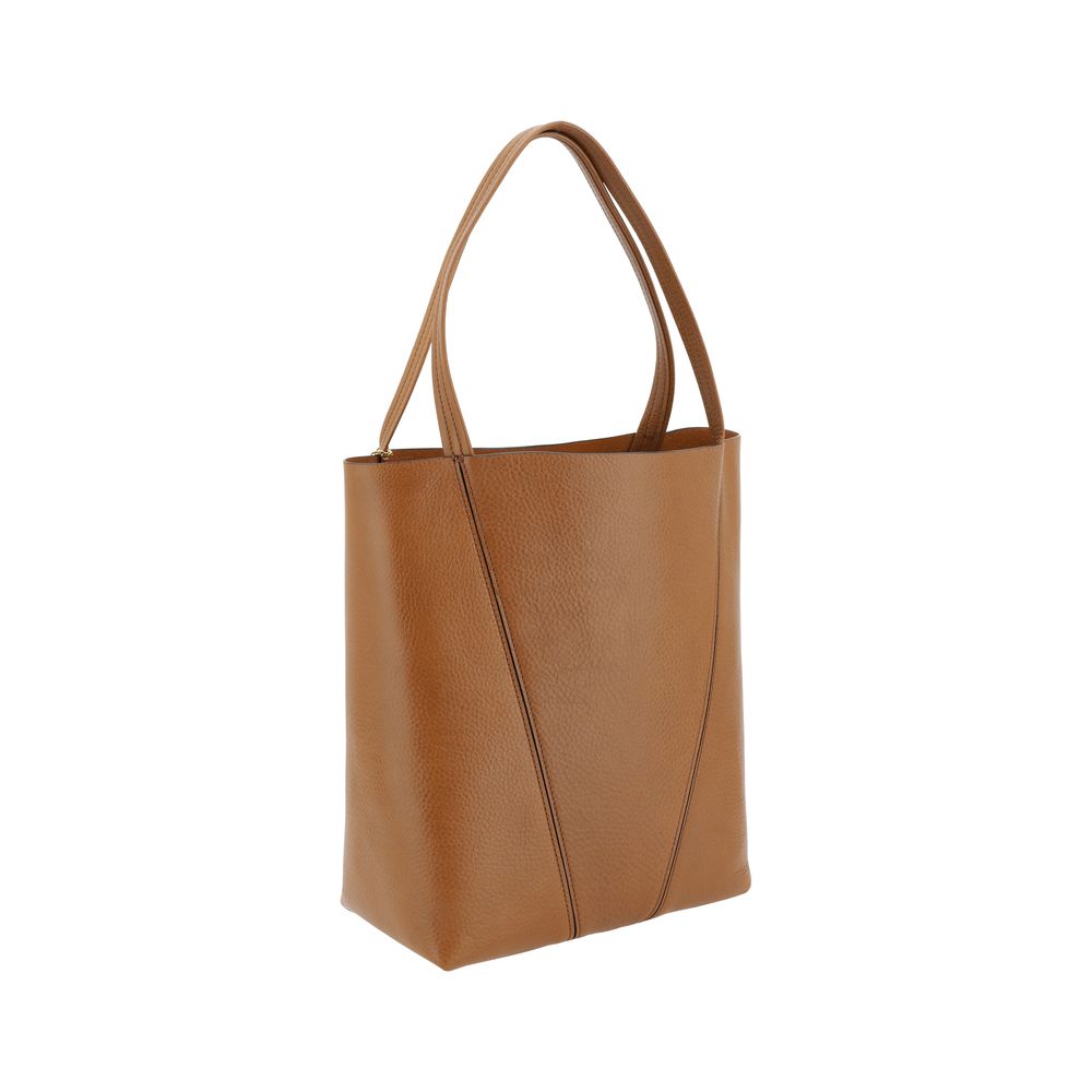 Chloé Spin Shoulder Bag Brown Grained Calf Leather