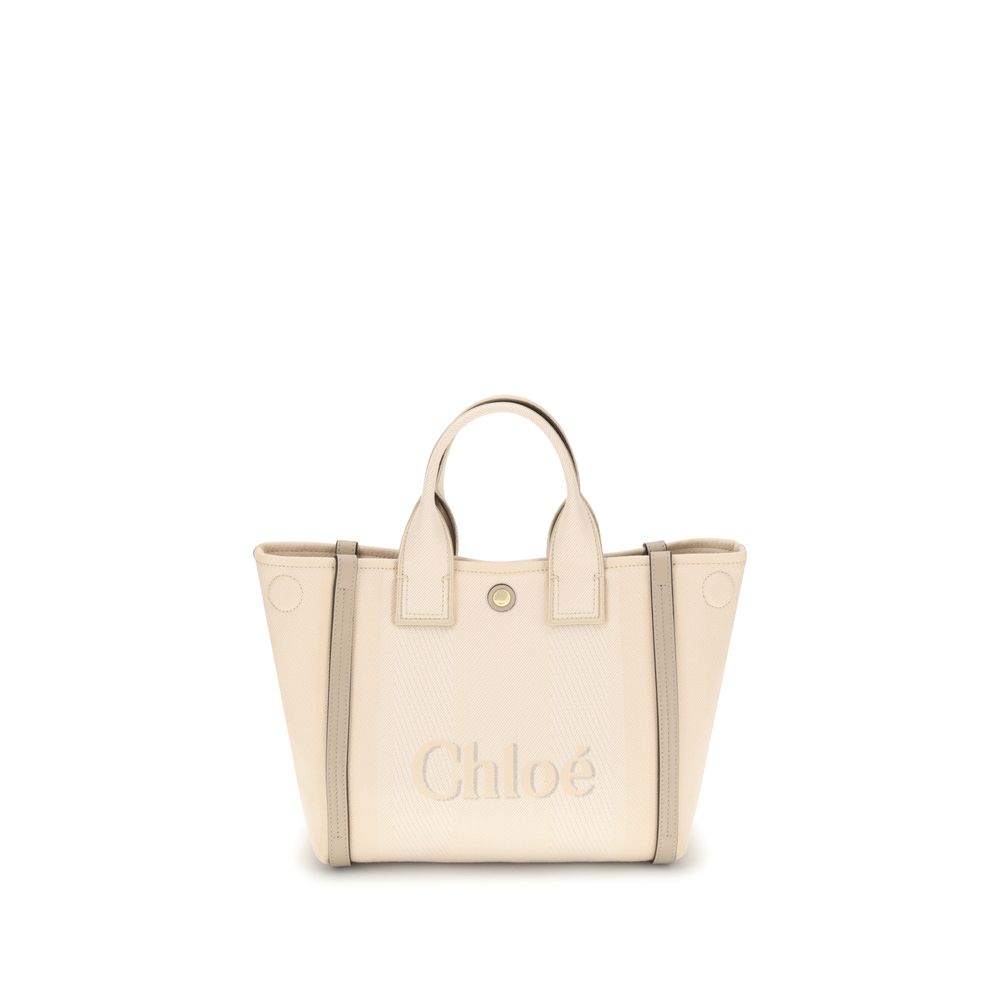 Chloé Carry Small Tote Bag Cotton and Leather