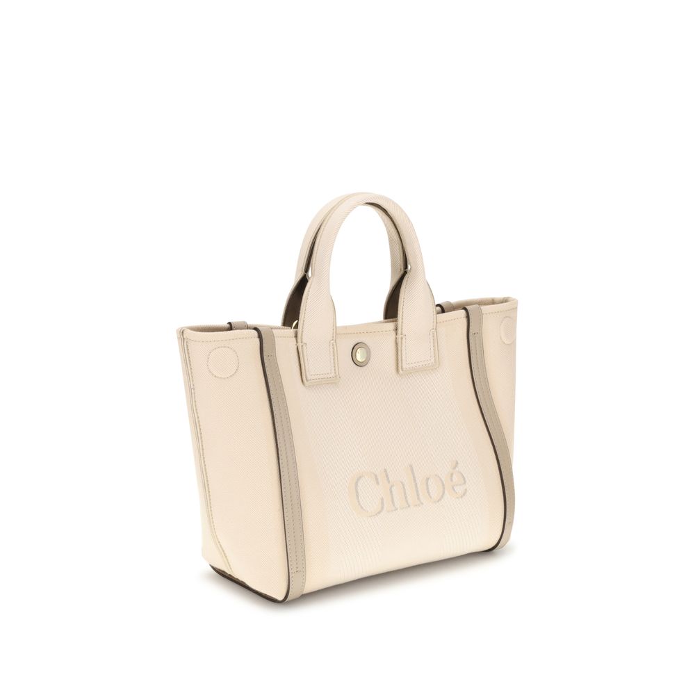 Chloé Carry Small Tote Bag Cotton and Leather