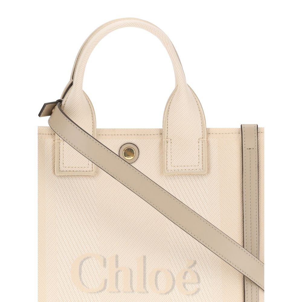 Chloé Carry Small Tote Bag Cotton and Leather