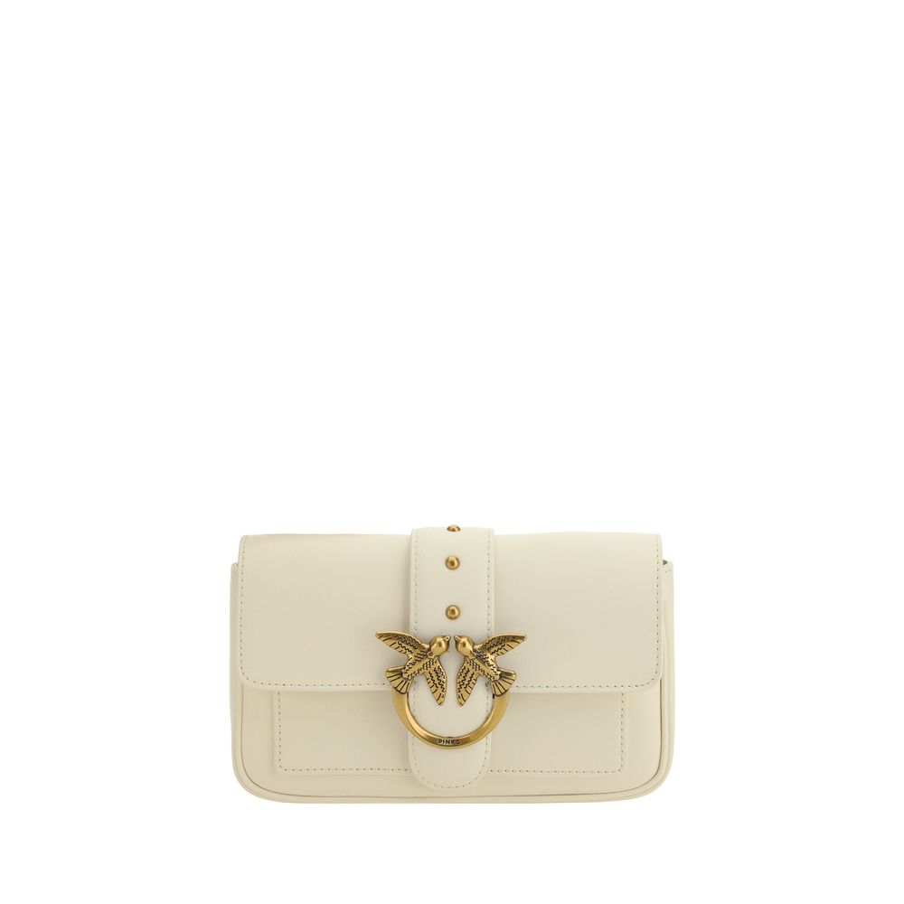 Pinko Love One Wallet on Chain Cream Leather