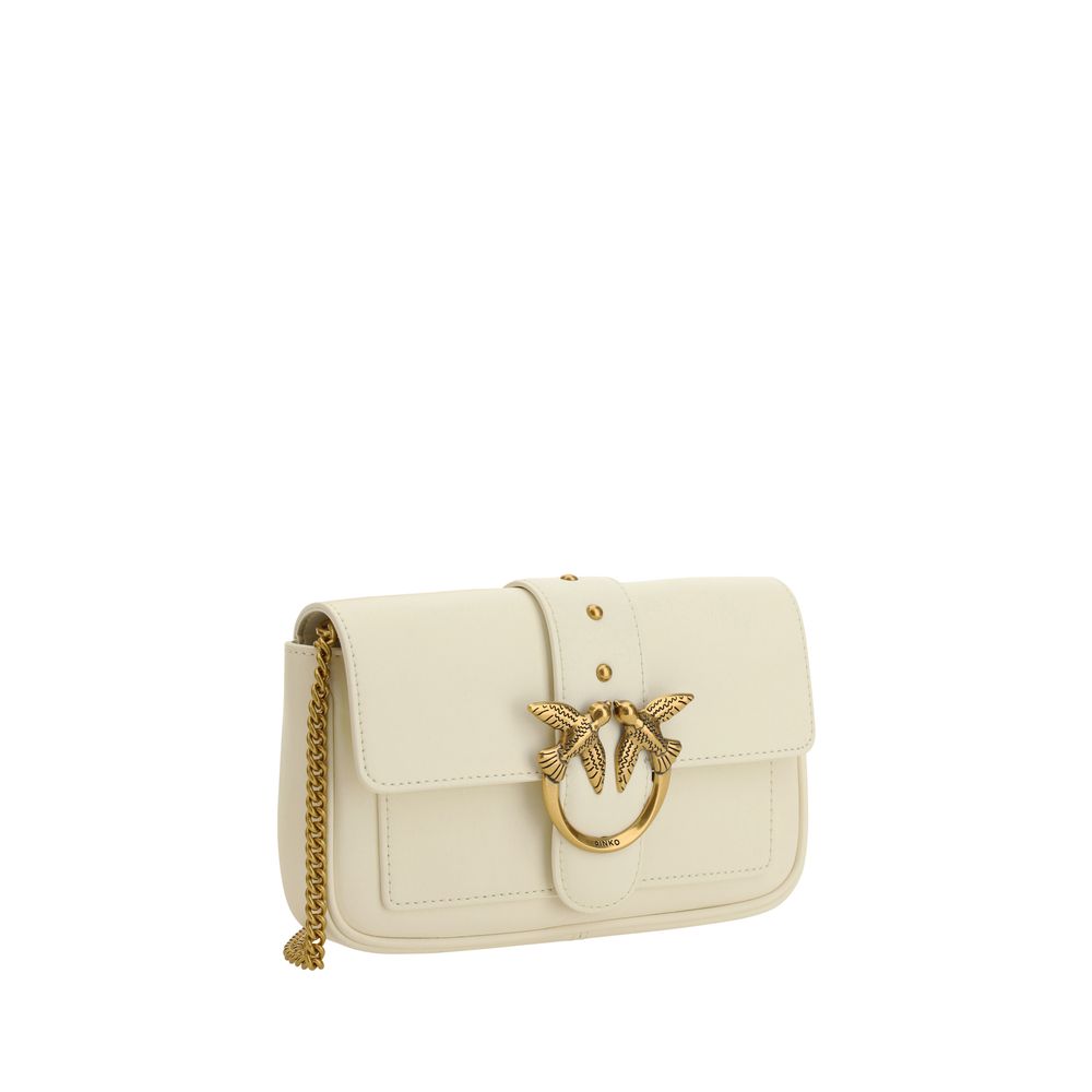 Pinko Love One Wallet on Chain Cream Leather