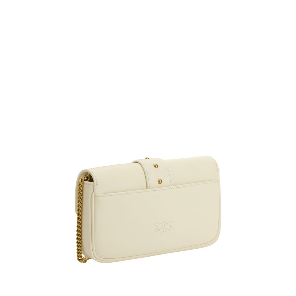 Pinko Love One Wallet on Chain Cream Leather