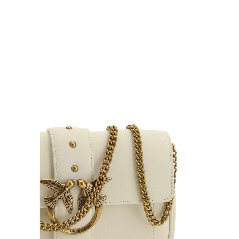 Pinko Love One Wallet on Chain Cream Leather