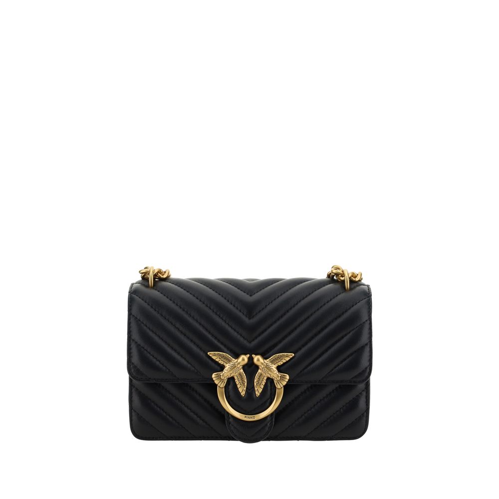 Pinko Mini Love Shoulder Bag Black Quilted Leather