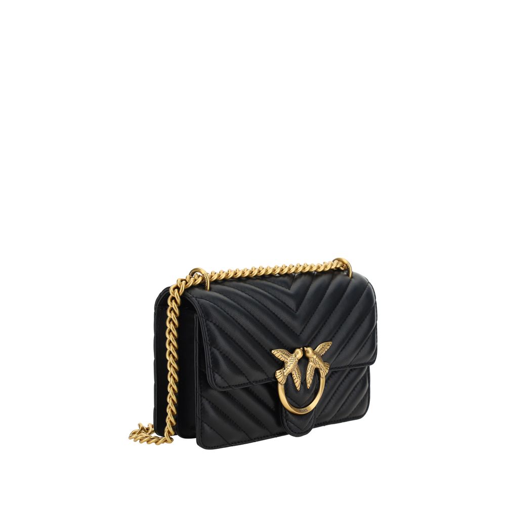 Pinko Mini Love Shoulder Bag Black Quilted Leather