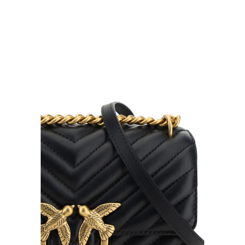 Pinko Mini Love Shoulder Bag Black Quilted Leather