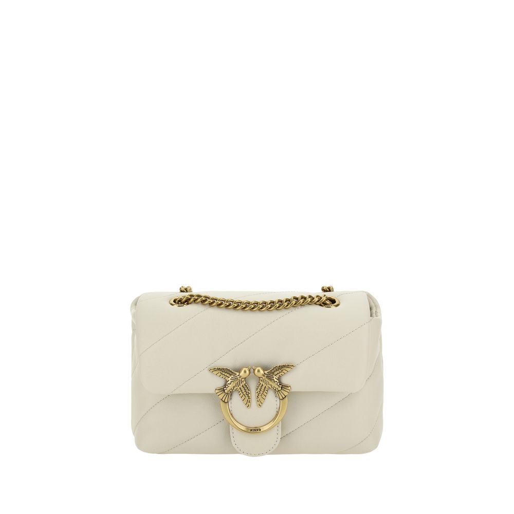 Pinko Love Mini Puff Shoulder Bag Cream Quilted Leather