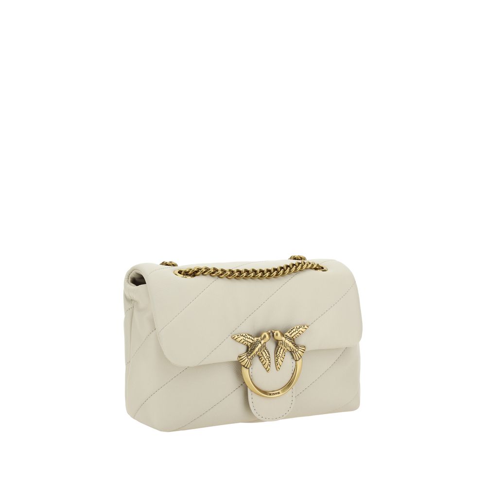 Pinko Love Mini Puff Shoulder Bag Cream Quilted Leather