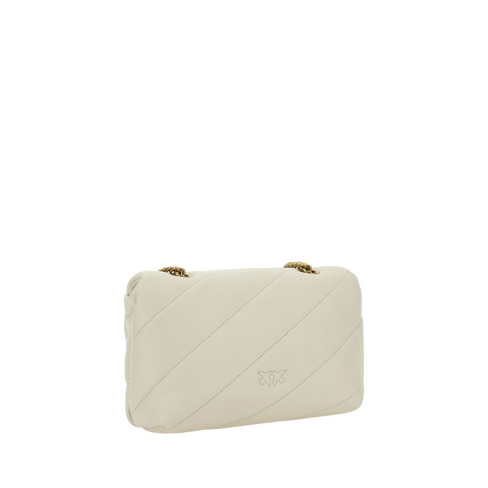 Pinko Love Mini Puff Shoulder Bag Cream Quilted Leather