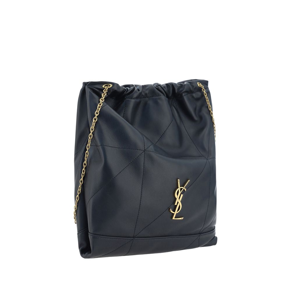 Saint Laurent Le Pochon Drawstring Bag Black Lambskin YSL Logo