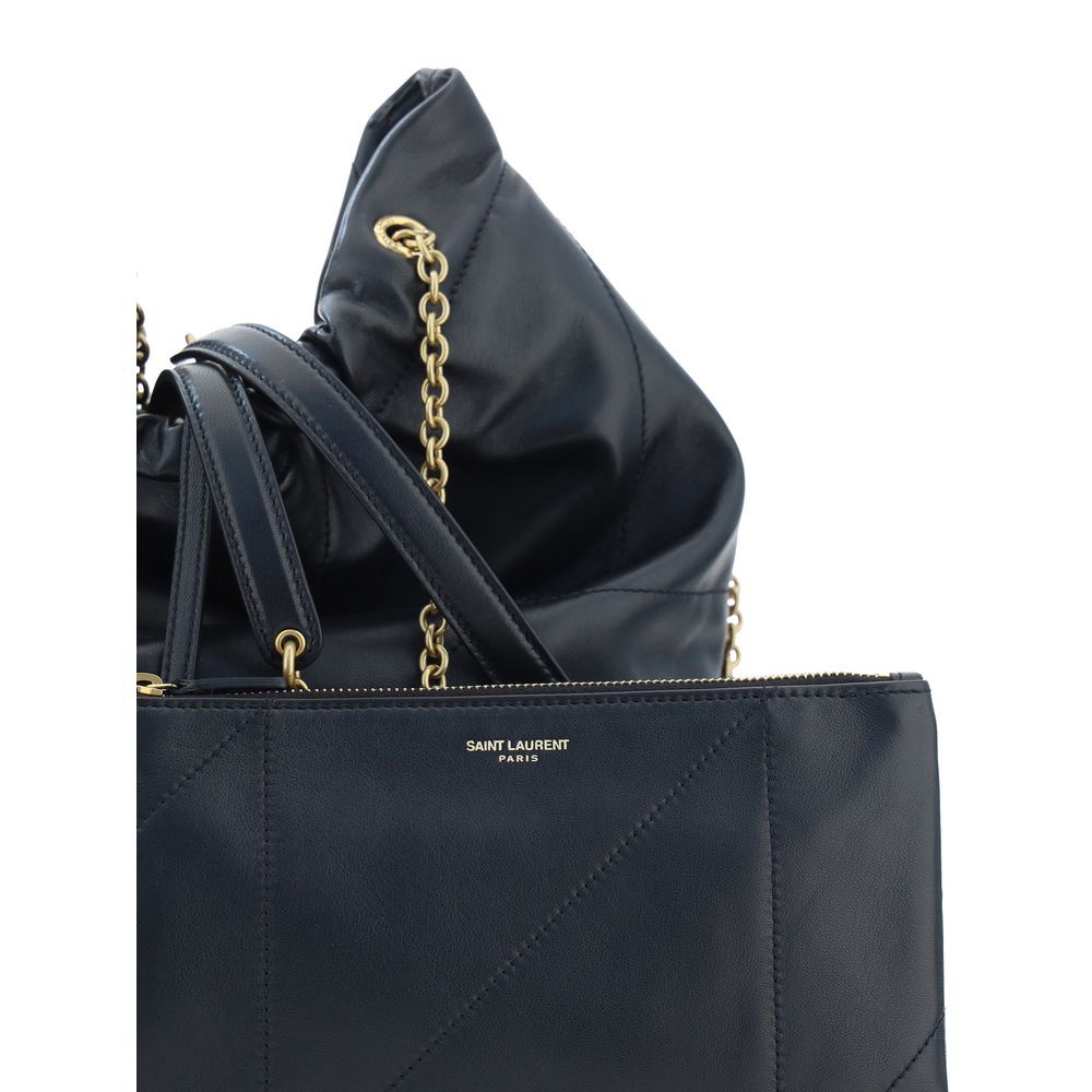 Saint Laurent Le Pochon Drawstring Bag Black Lambskin YSL Logo