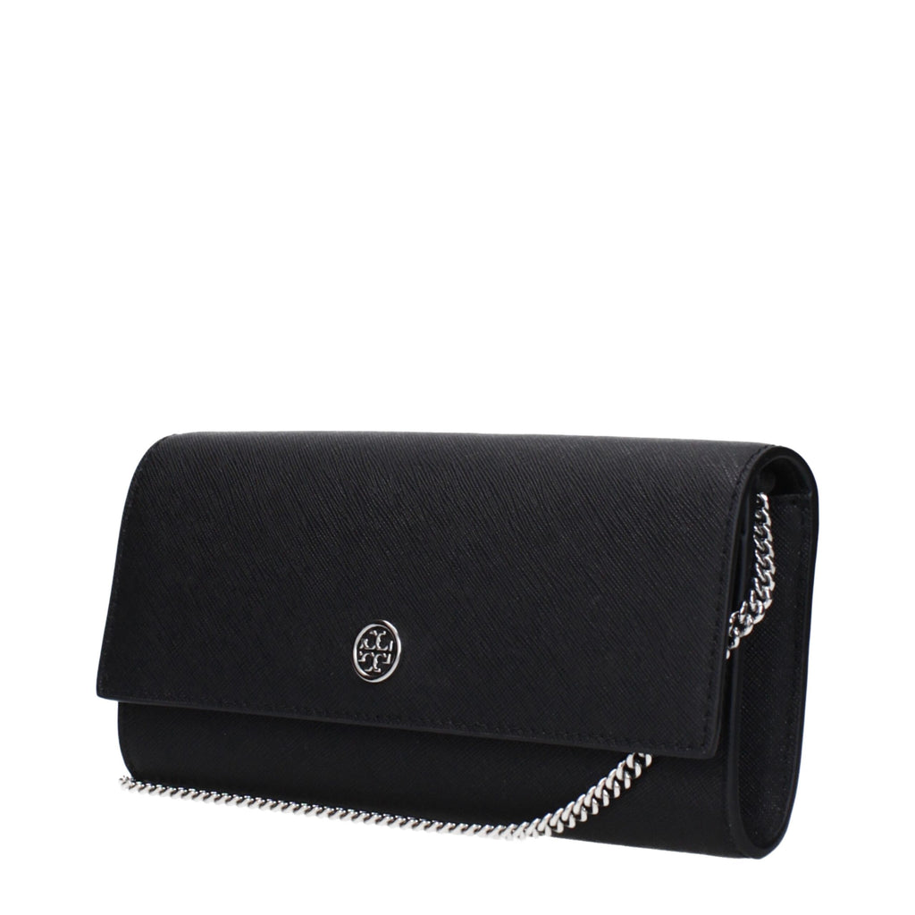 Tory Burch Leather Chain Clutch Black