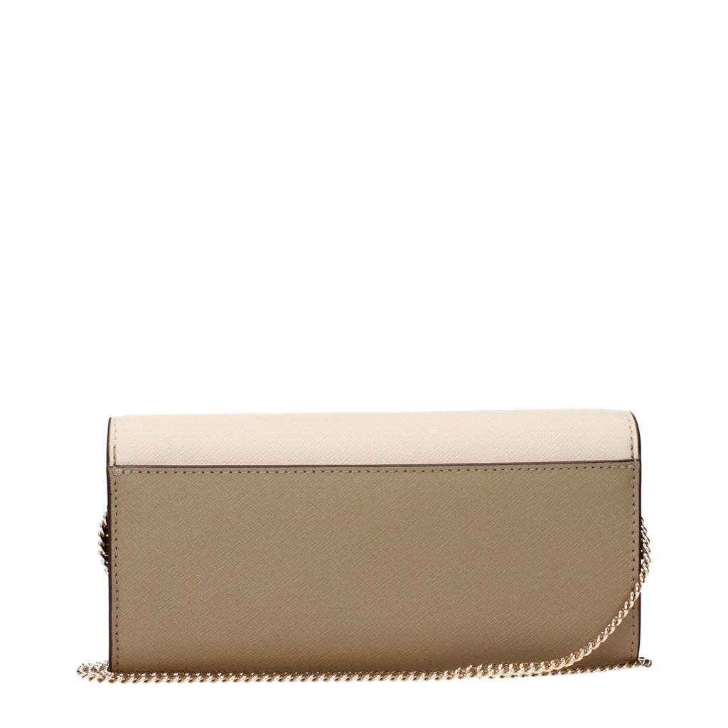 Tory Burch Leather Chain Clutch Beige