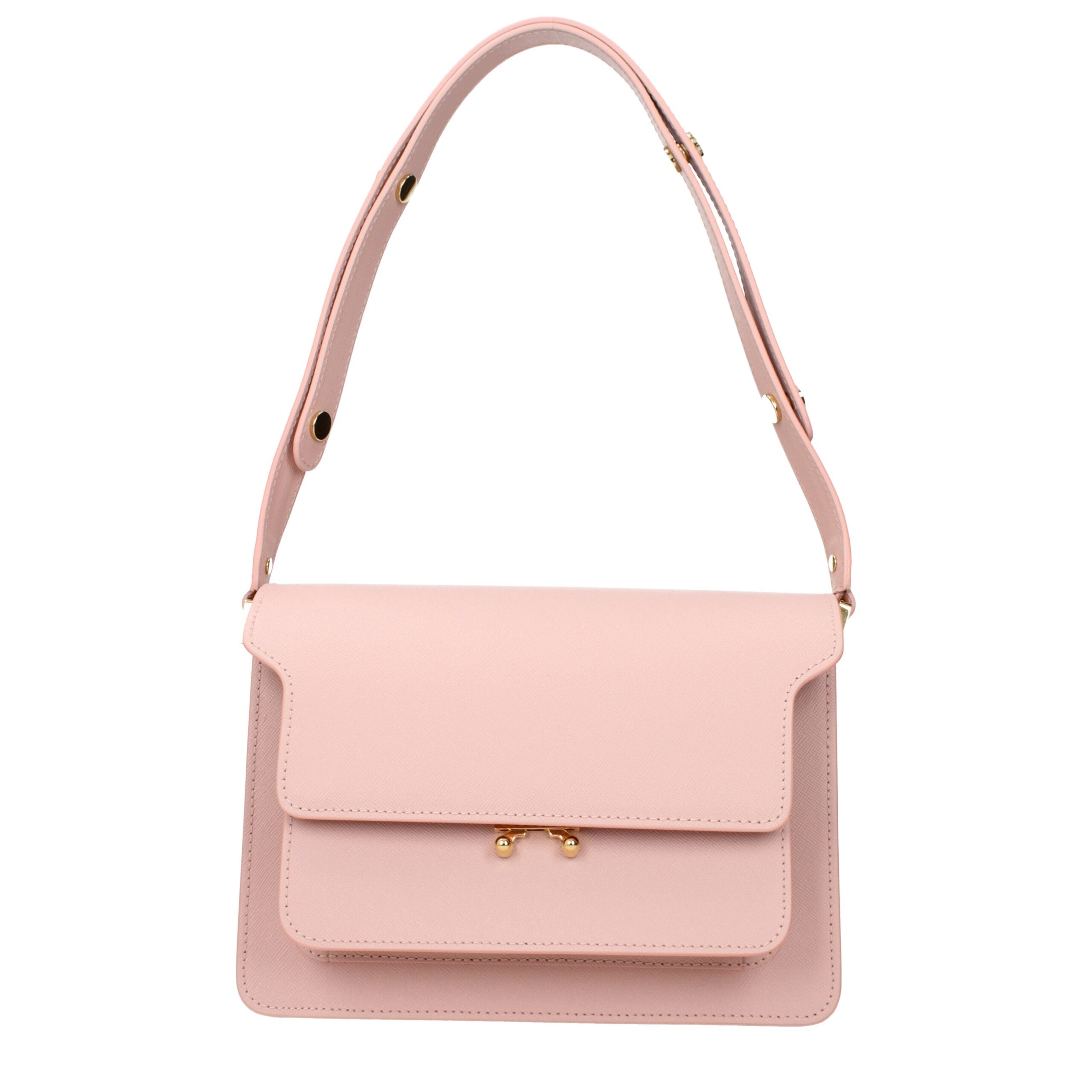Marni Trunk Soft Leather Shoulder Bag in Powder Pink