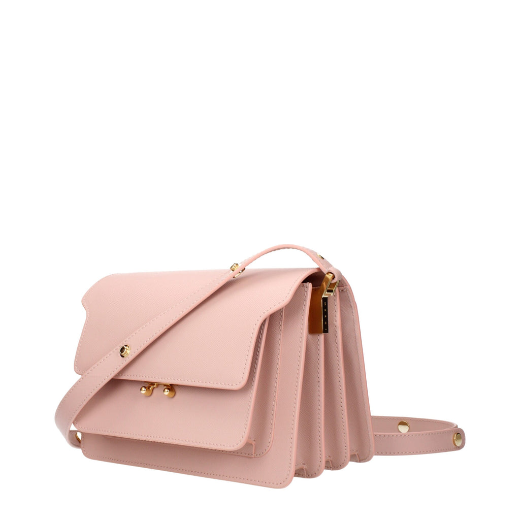 Marni Trunk Soft Leather Shoulder Bag in Powder Pink