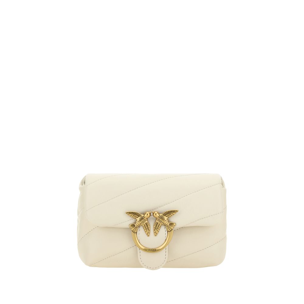 Pinko Love Baby Mini Shoulder Bag Cream Quilted Leather