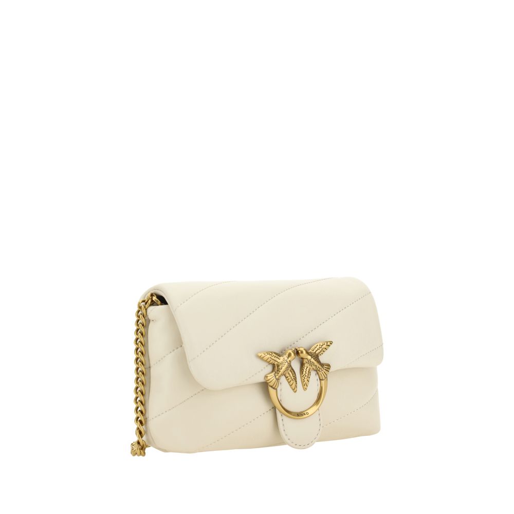Pinko Love Baby Mini Shoulder Bag Cream Quilted Leather
