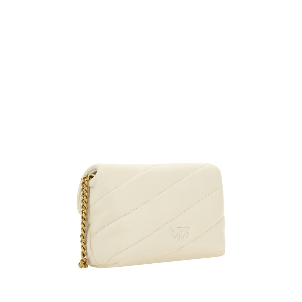 Pinko Love Baby Mini Shoulder Bag Cream Quilted Leather