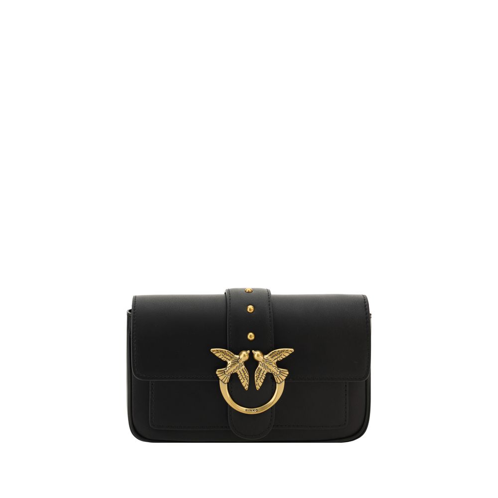 Pinko Love One Medium Shoulder Bag Black Leather