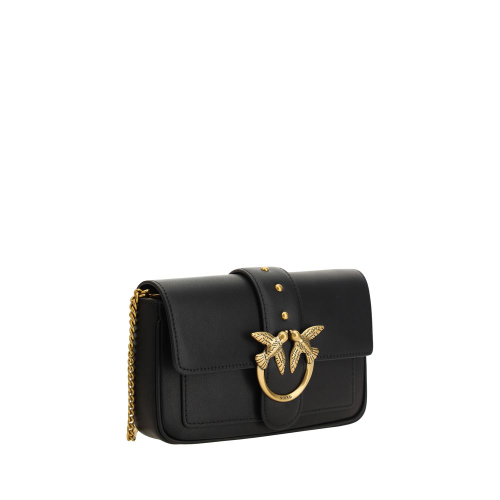 Pinko Love One Medium Shoulder Bag Black Leather