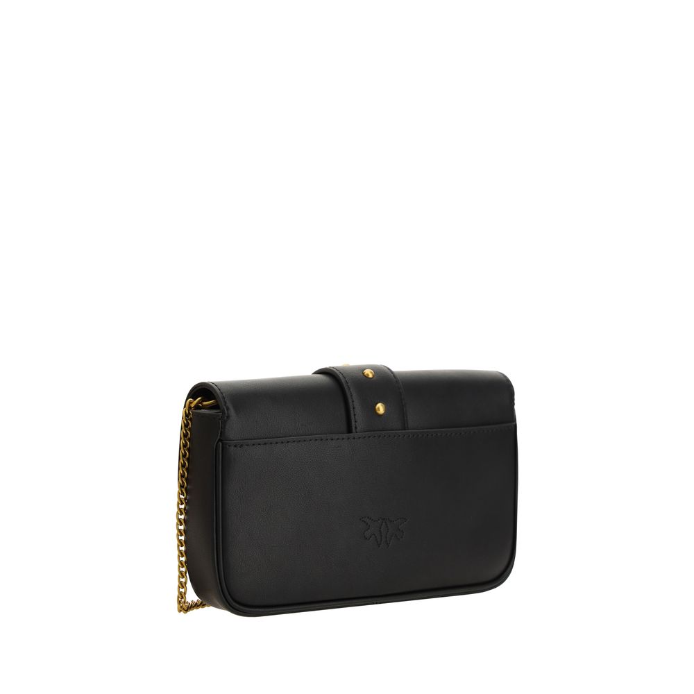 Pinko Love One Medium Shoulder Bag Black Leather