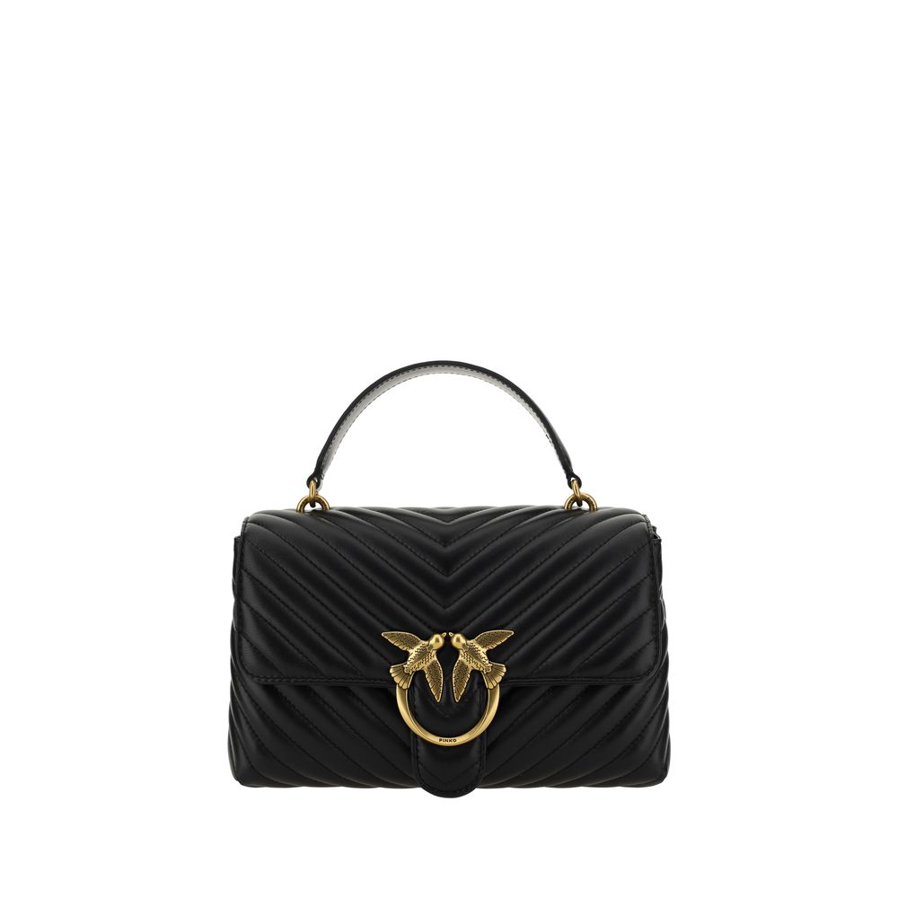 Pinko Love Lady Medium Top Handle Bag Black Quilted Leather