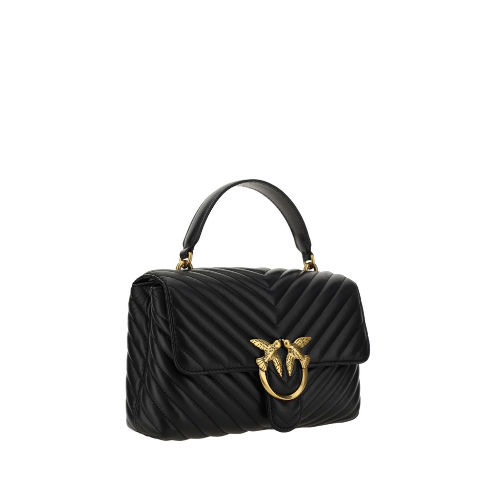 Pinko Love Lady Medium Top Handle Bag Black Quilted Leather