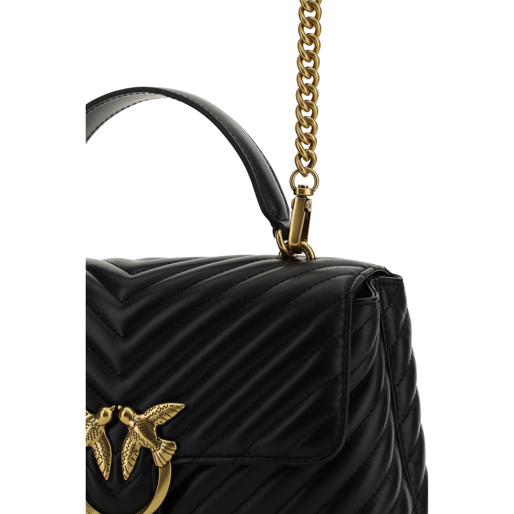 Pinko Love Lady Medium Top Handle Bag Black Quilted Leather