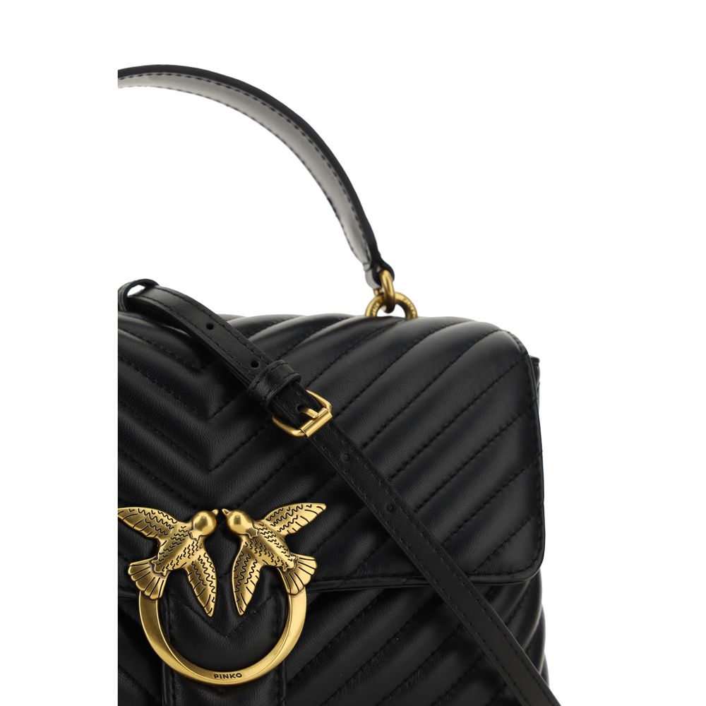 Pinko Love Lady Medium Top Handle Bag Black Quilted Leather